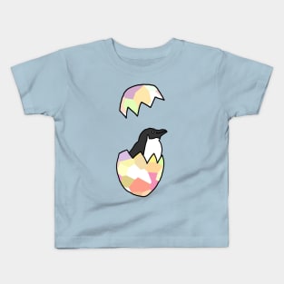 Little Penguin Popping out of her Funny Easter Egg Kids T-Shirt